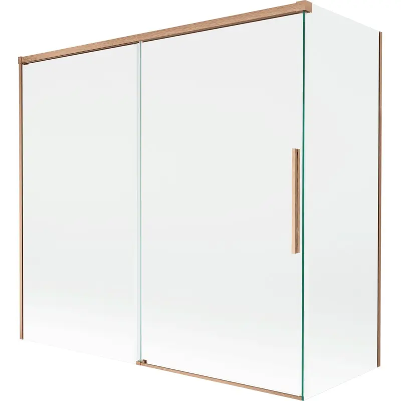 MEXEN/S Rox vanová zástěna 2-křídlová posuvná 170 + 75 x 150, transparent, měď kartáčovaná 8C9-170-075-65-00