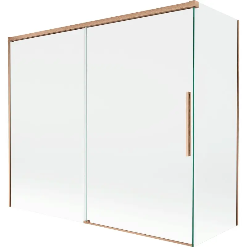MEXEN/S Rox vanová zástěna 2-křídlová posuvná 180 + 80 x 150, transparent, měď kartáčovaná 8C9-180-080-65-00