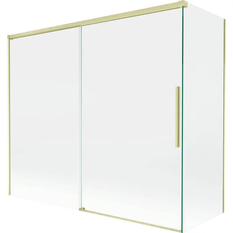 MEXEN/S Rox vanová zástěna 2-křídlová posuvná 180 + 90 x 150, transparent, zlatá kartáčovaná 8C9-180-090-55-00
