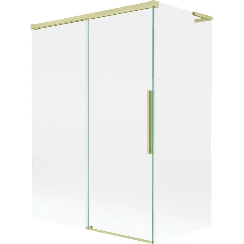 MEXEN/S Rox L vanová zástěna 2-křídlová posuvná 120 + 70 x 150, transparent, zlatá kartáčovaná 8C9L-120-070-55-00