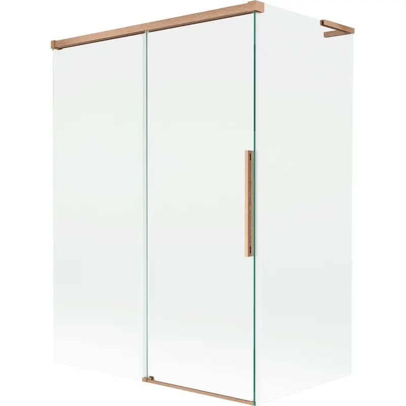 MEXEN/S Rox L vanová zástěna 2-křídlová posuvná 120 + 70 x 150, transparent, měď kartáčovaná 8C9L-120-070-65-00