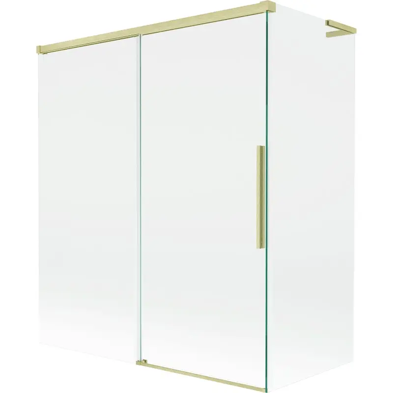 MEXEN/S Rox L vanová zástěna 2-křídlová posuvná 140 + 70 x 150, transparent, zlatá kartáčovaná 8C9L-140-070-55-00