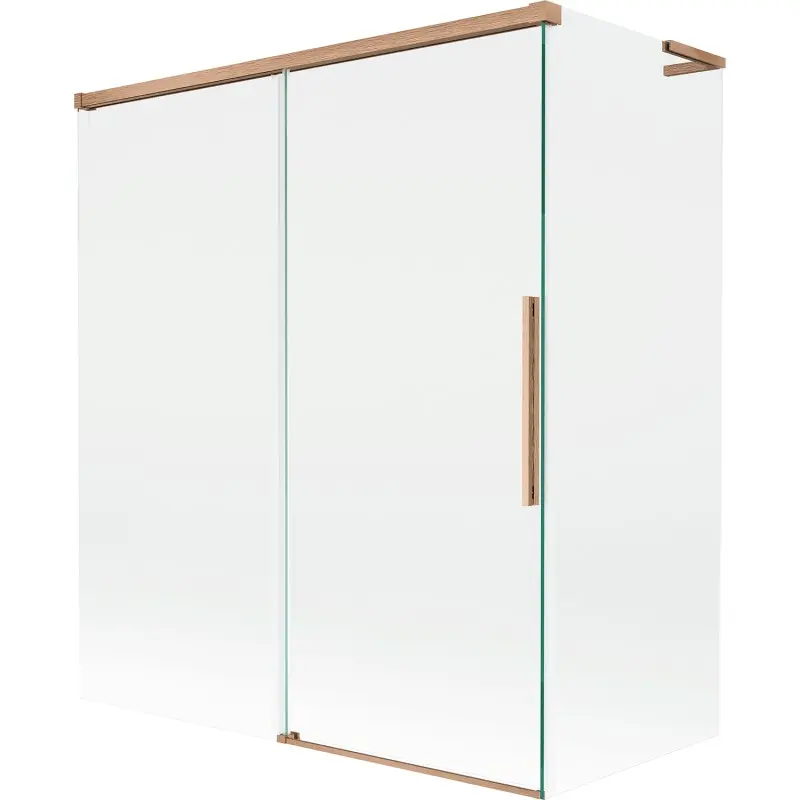 MEXEN/S Rox L vanová zástěna 2-křídlová posuvná 140 + 70 x 150, transparent, měď kartáčovaná 8C9L-140-070-65-00