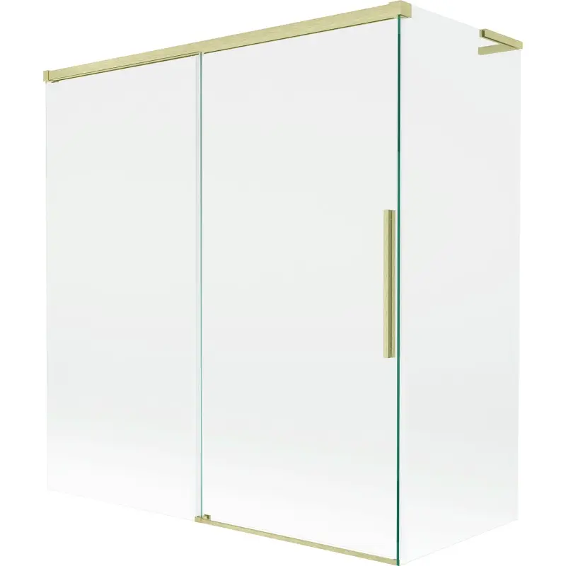 MEXEN/S Rox L vanová zástěna 2-křídlová posuvná 150 + 70 x 150, transparent, zlatá kartáčovaná 8C9L-150-070-55-00