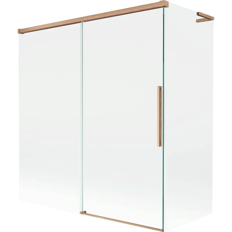 MEXEN/S Rox L vanová zástěna 2-křídlová posuvná 150 + 70 x 150, transparent, měď kartáčovaná 8C9L-150-070-65-00
