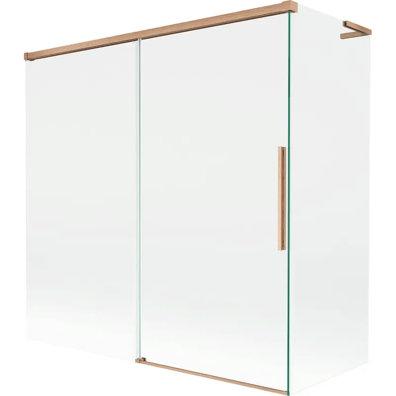 MEXEN/S Rox L vanová zástěna 2-křídlová posuvná 160 + 70 x 150, transparent, měď kartáčovaná 8C9L-160-070-65-00