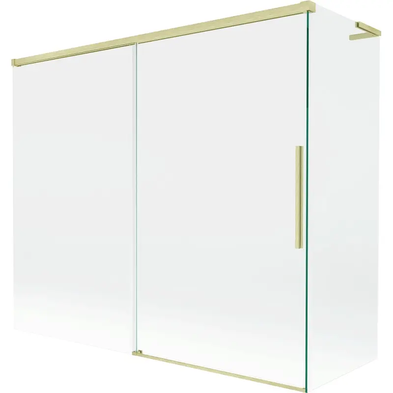 MEXEN/S Rox L vanová zástěna 2-křídlová posuvná 180 + 80 x 150, transparent, zlatá kartáčovaná 8C9L-180-080-55-00