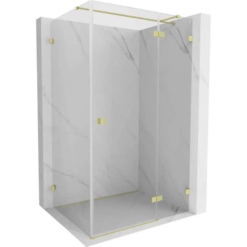 MEXEN/S Lunar T sprchový kout dveře křídlové pravá 75 x 90, transparent, zlato kartáčovaná 834T-075-090-55-00-P