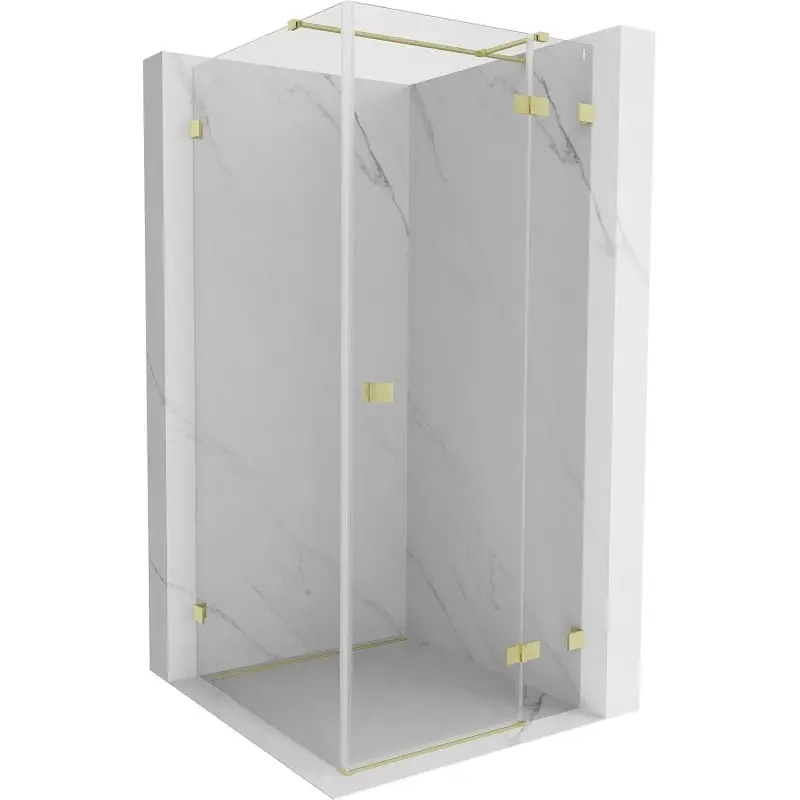 MEXEN/S Lunar T sprchový kout dveře křídlové pravá 80 x 80, transparent, zlato kartáčovaná 834T-080-080-55-00-P