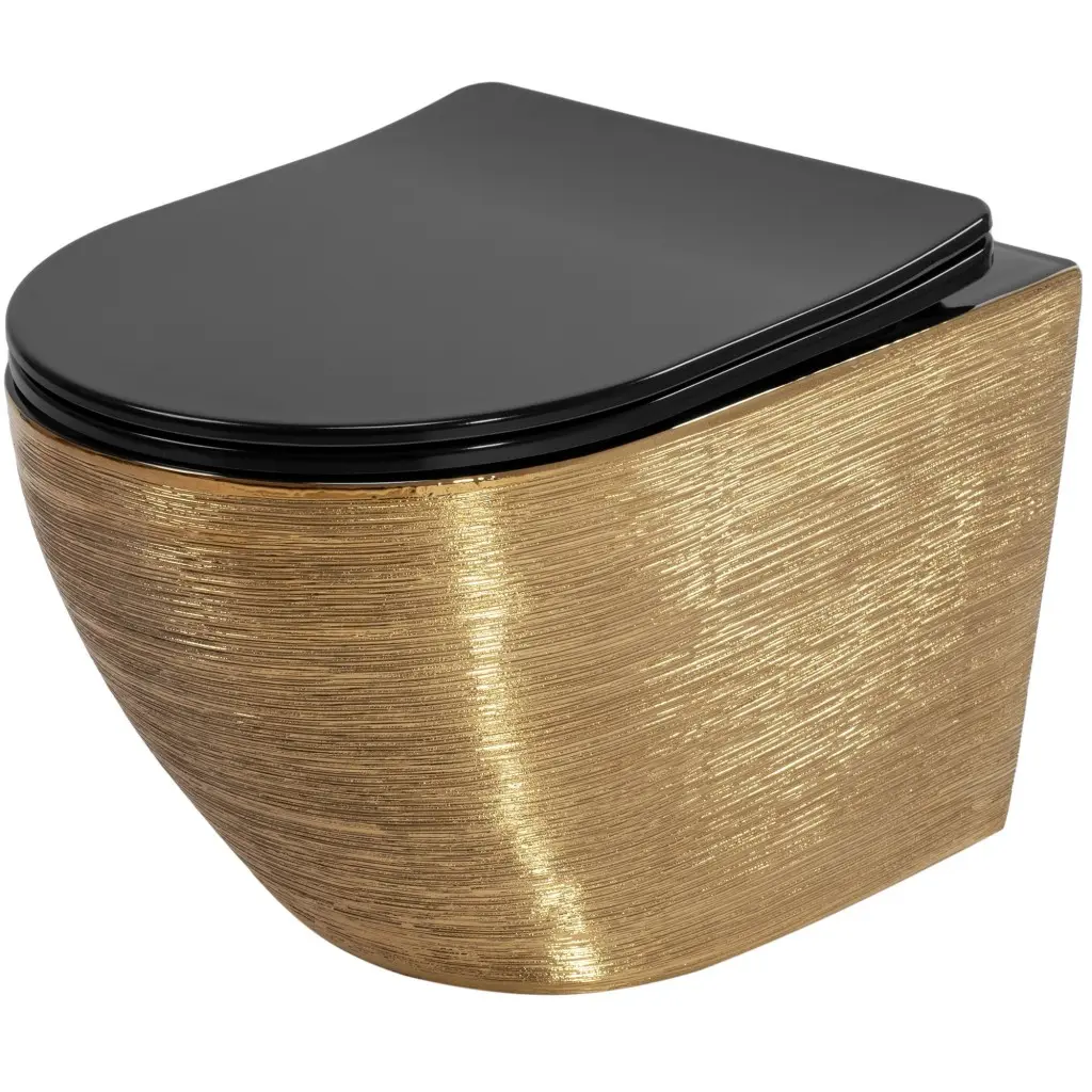 Závěsná WC mísa Rea Carlo Mini Tornado Black Brush Gold