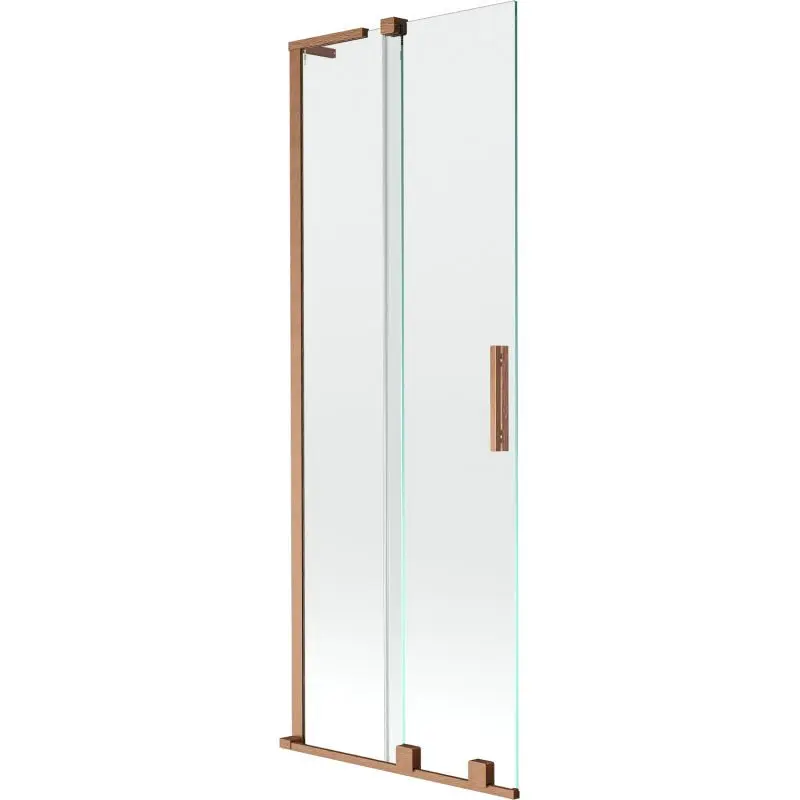 MEXEN/S Velar L dvoukřídlá posuvná vanová zástěna 75 x 150, transparent, měď kartáčovaná 896-075-003-01-65