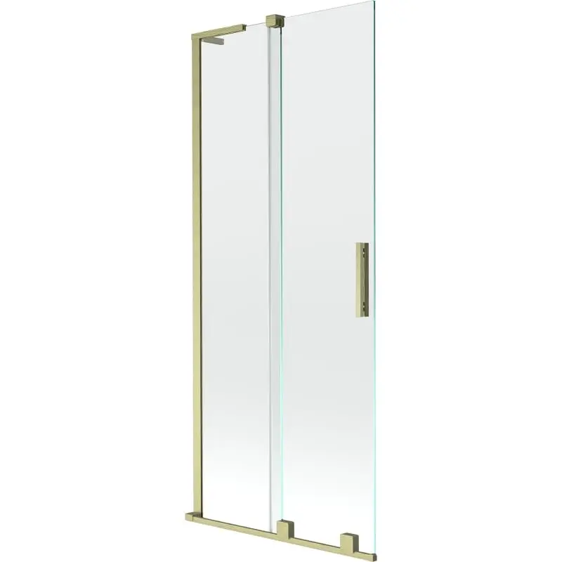 MEXEN/S Velar L dvoukřídlá posuvná vanová zástěna 85 x 150, transparent, zlatá kartáčovaná 896-085-003-01-55