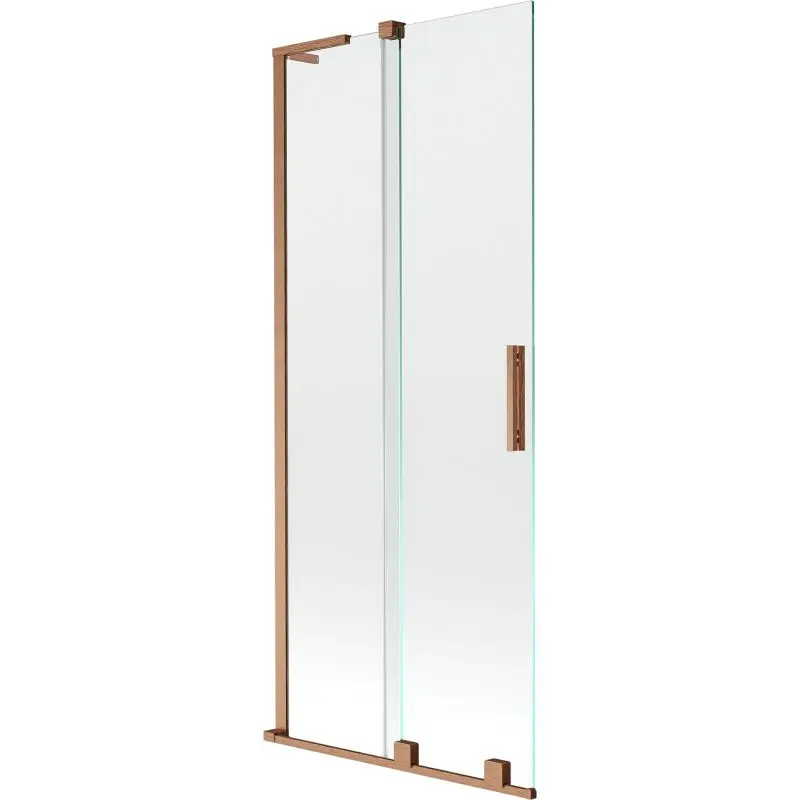 MEXEN/S Velar L dvoukřídlá posuvná vanová zástěna 85 x 150, transparent, měď kartáčovaná 896-085-003-01-65