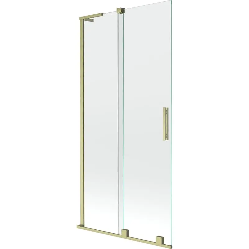 MEXEN/S Velar L dvoukřídlá posuvná vanová zástěna 90 x 150, transparent, zlatá kartáčovaná 896-090-003-01-55
