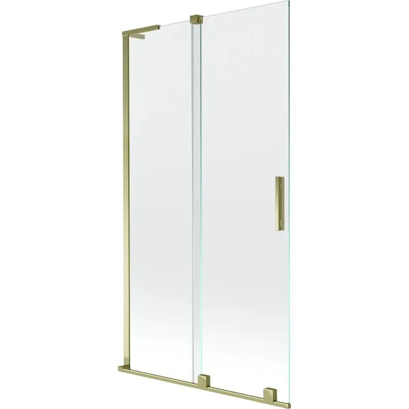 MEXEN/S Velar L dvoukřídlá posuvná vanová zástěna 100 x 150, transparent, zlatá 896-100-003-01-50