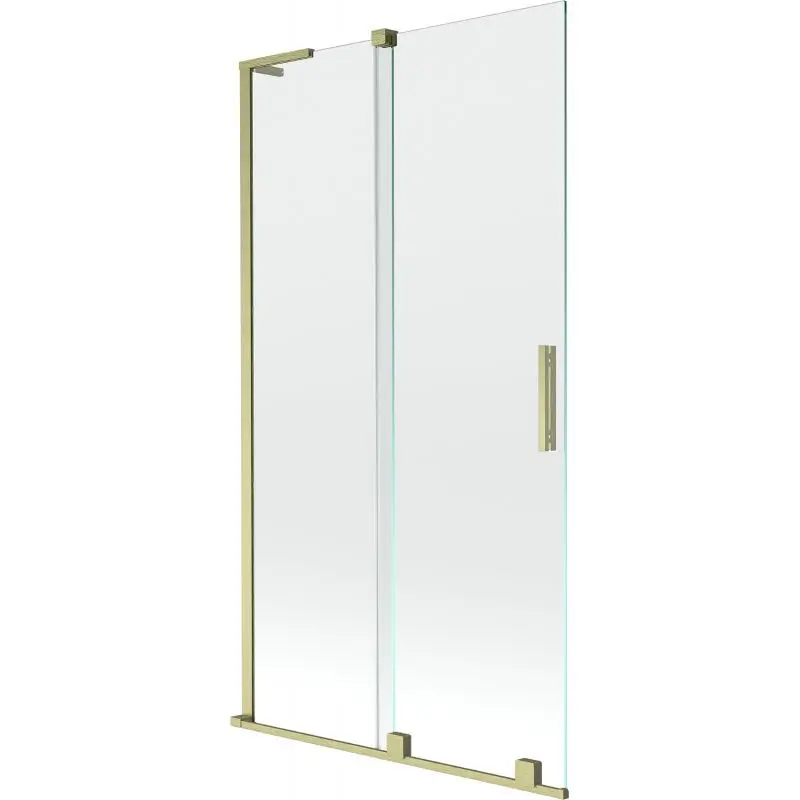 MEXEN/S Velar L dvoukřídlá posuvná vanová zástěna 100 x 150, transparent, zlatá kartáčovaná 896-100-003-01-55