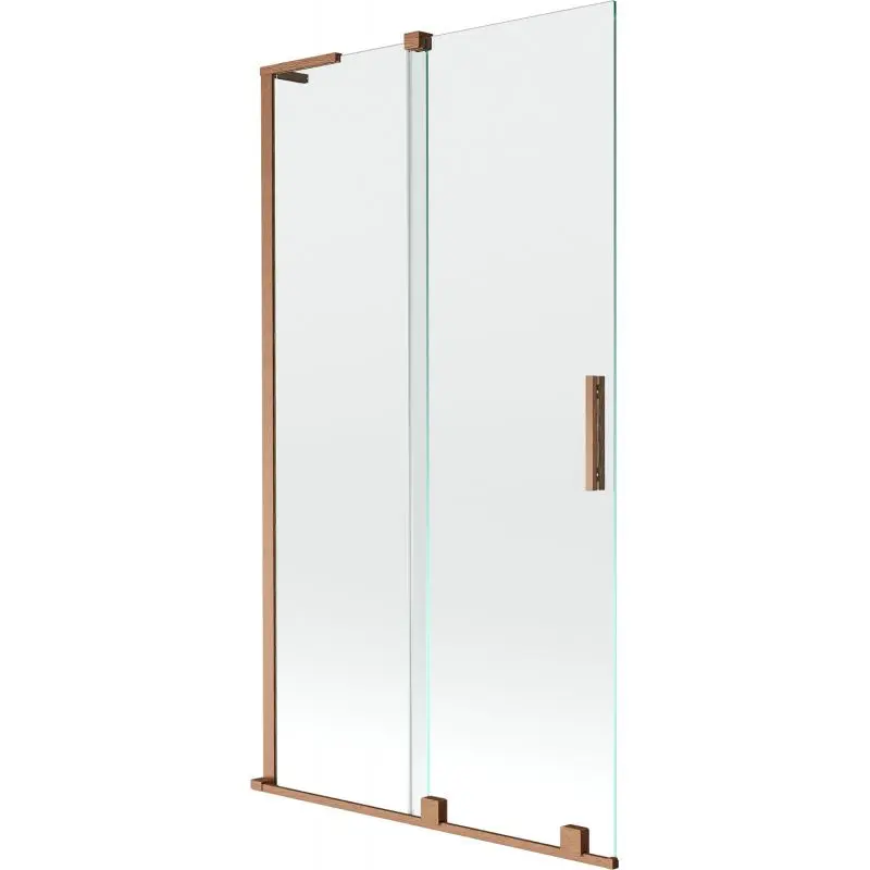MEXEN/S Velar L dvoukřídlá posuvná vanová zástěna 100 x 150, transparent, měď kartáčovaná 896-100-003-01-65