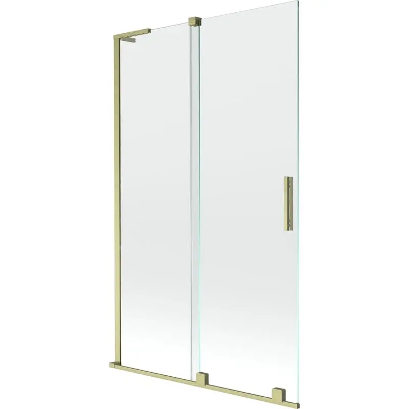 MEXEN/S Velar L dvoukřídlá posuvná vanová zástěna 110 x 150, transparent, zlatá kartáčovaná 896-110-003-01-55