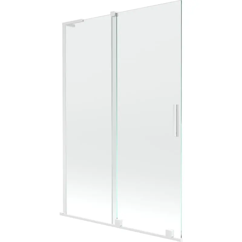 MEXEN/S Velar L dvoukřídlá posuvná vanová zástěna 120 x 150, transparent, bílá 896-120-003-01-20