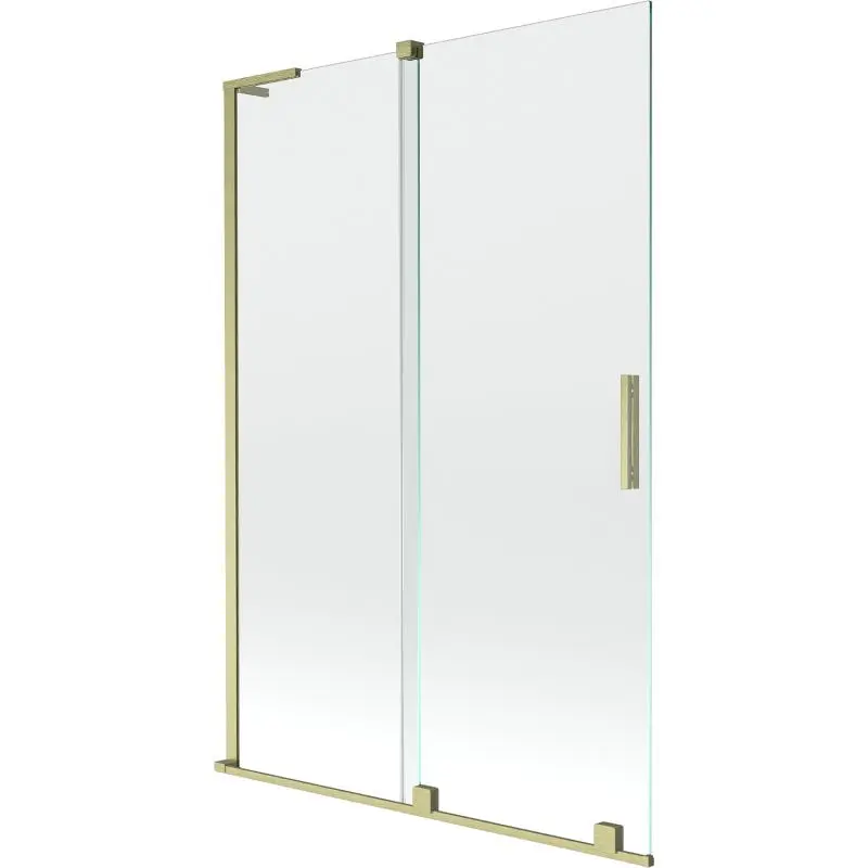 MEXEN/S Velar L dvoukřídlá posuvná vanová zástěna 120 x 150, transparent, zlatá kartáčovaná 896-120-003-01-55
