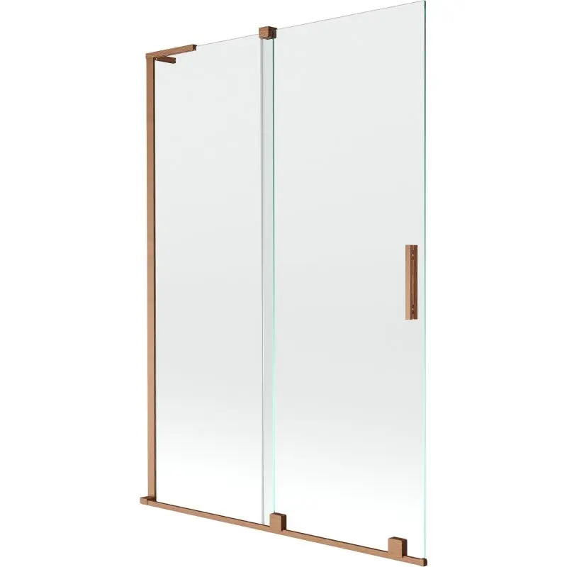 MEXEN/S Velar L dvoukřídlá posuvná vanová zástěna 120 x 150, transparent, měď kartáčovaná 896-120-003-01-65