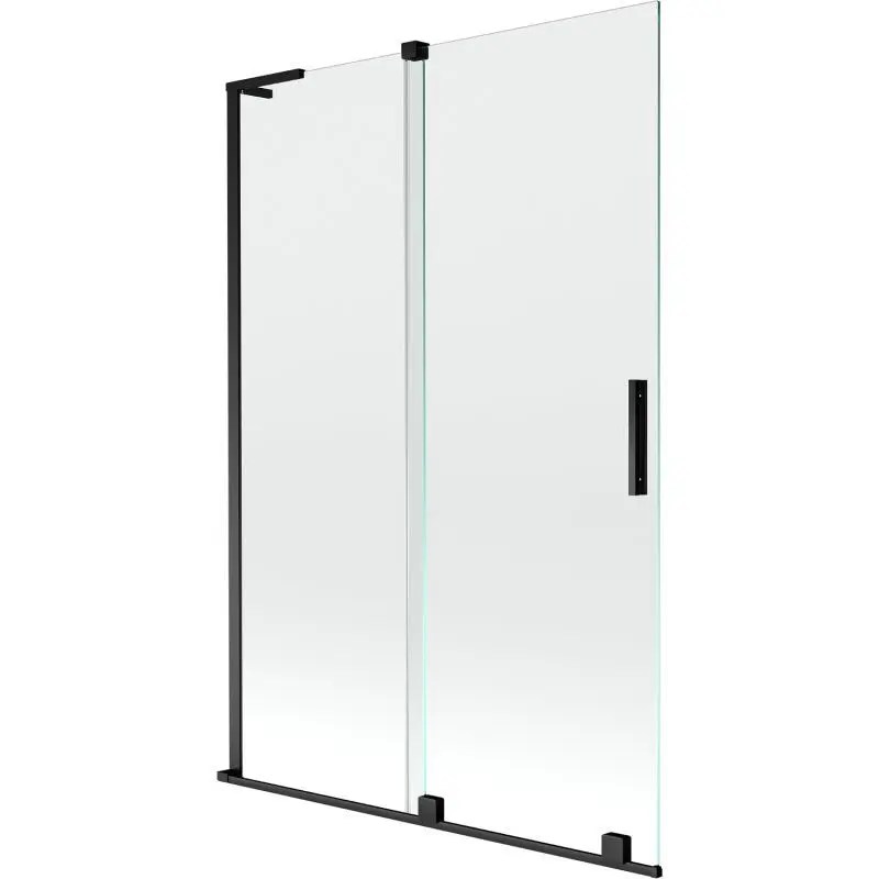 MEXEN/S Velar L dvoukřídlá posuvná vanová zástěna 120 x 150, transparent, černá 896-120-003-01-70