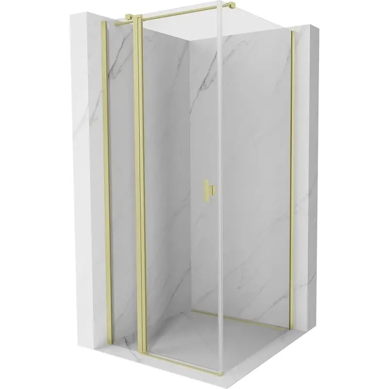 MEXEN/S Mist T sprchový kout dveře křídlové 80 x 80, transparent, zlato kartáčovaná 8A4T-080-080-55-00