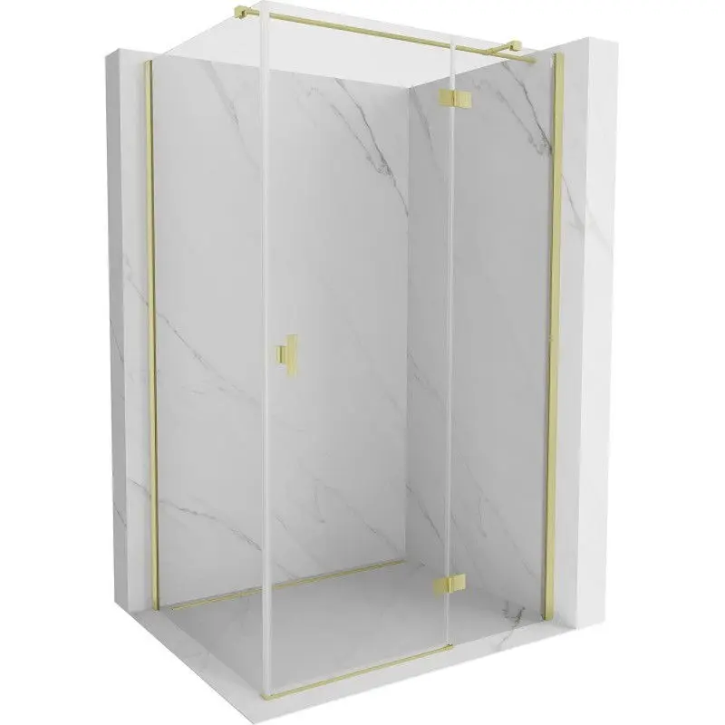 MEXEN/S Mist H T sprchový kout dveře křídlové pravá 70 x 85, transparent, zlato kartáčovaná 8A5T-070-085-55-00-P