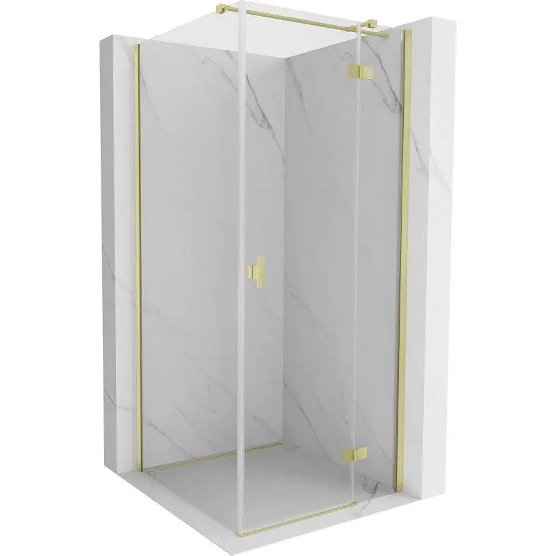 MEXEN/S Mist H T sprchový kout dveře křídlové pravá 85 x 85, transparent, zlato kartáčovaná 8A5T-085-085-55-00-P