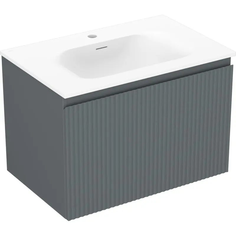 MEXEN/S Rivel koupelnová skříňka 70 cm s umyvadlem Vela, 1 šuplík, reliéf , grafit mat/bílá mat 91A20-07047-1-BF66-W23M01