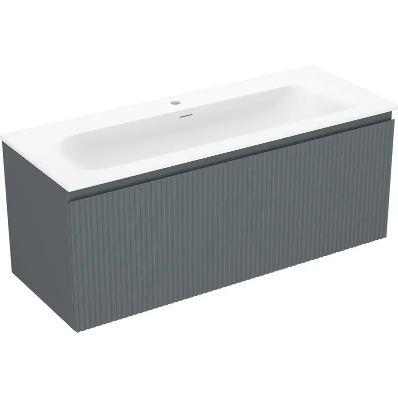 MEXEN/S Rivel koupelnová skříňka 120 cm s umyvadlem Vela, 1 šuplík, reliéf , grafit mat/bílá mat 91A20-12047-1-BF66-W23M0 91A20-12047-1-BF66-W23M01