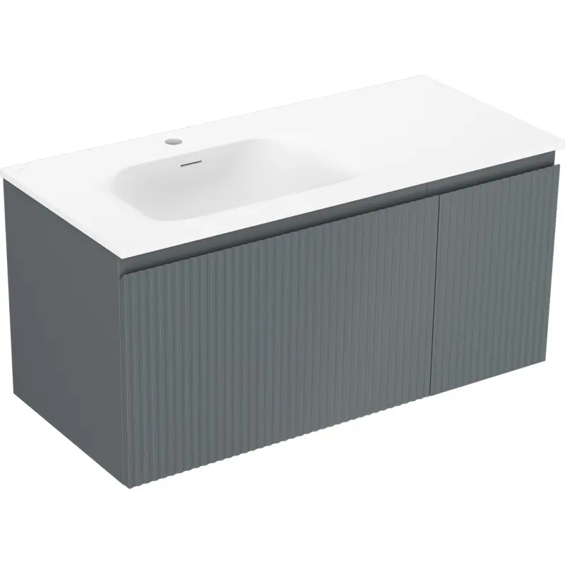 MEXEN/S Rivel koupelnová skříňka 100 cm s umyvadlem Vela levá, 1S, 1D, reliéf, grafit mat/bílá mat 91A23-10047-3-BBFF66-W23L01
