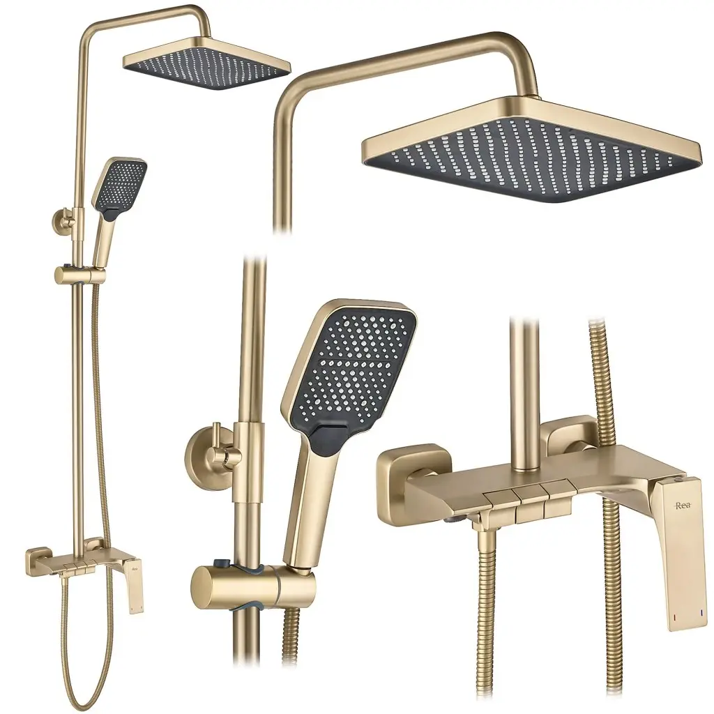 REA Sprchový set JOE Brush Gold REA-P5656