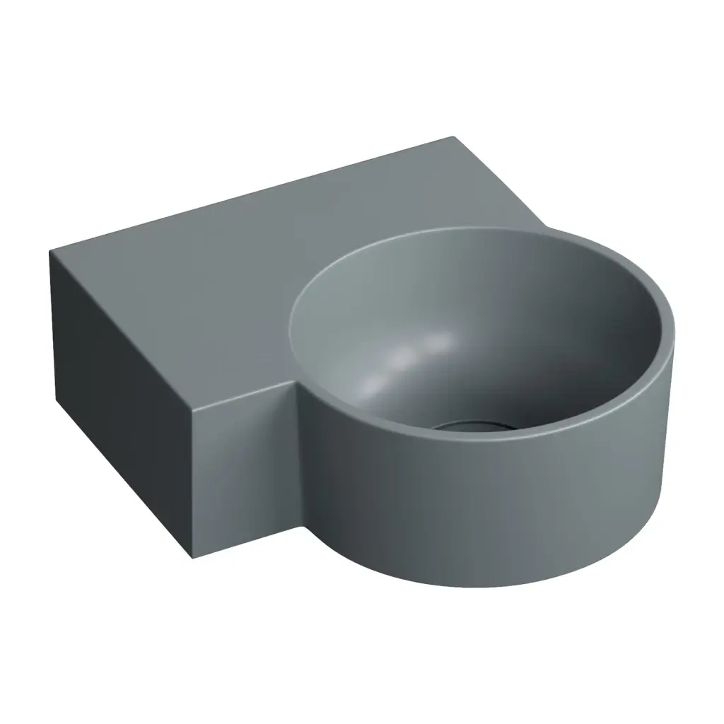 OMNIRES OVO M+ umyvadlo na desku/závěsné levé, 33 x 34 cm, ash grey mat; OVO335UWLAG