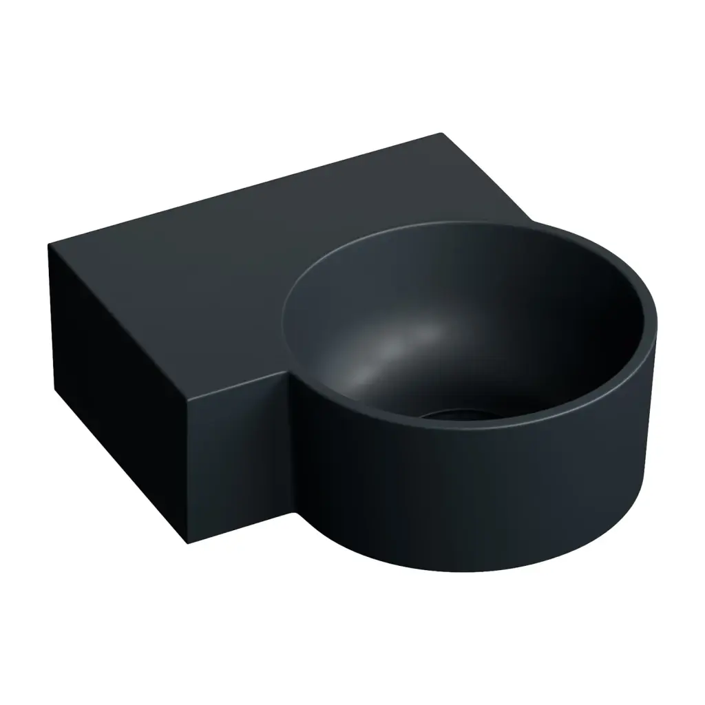 OMNIRES OVO M+ umyvadlo na desku/závěsné levé, 33 x 34 cm, black lava mat; OVO335UWLBLV
