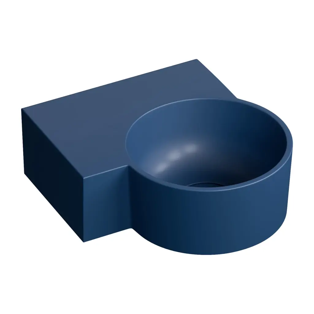 OMNIRES OVO M+ umyvadlo na desku/závěsné levé, 33 x 34 cm, midnight blue mat; OVO335UWLMB