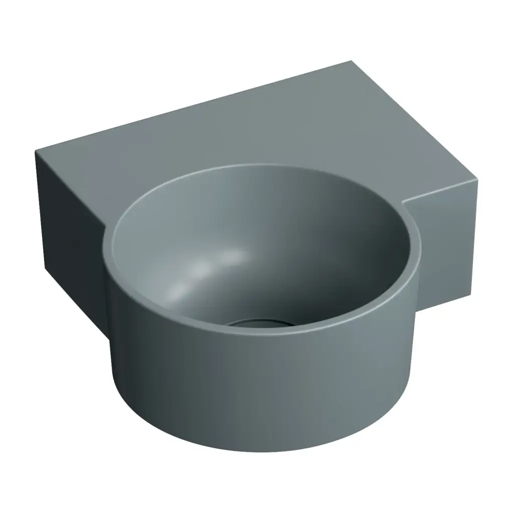 OMNIRES OVO M+ umyvadlo na desku/závěsné pravé, 33 x 34 cm, ash grey mat; OVO335UWPAG