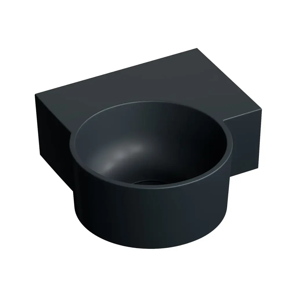 OMNIRES OVO M+ umyvadlo na desku/závěsné pravé, 33 x 34 cm, black lava mat; OVO335UWPBLV