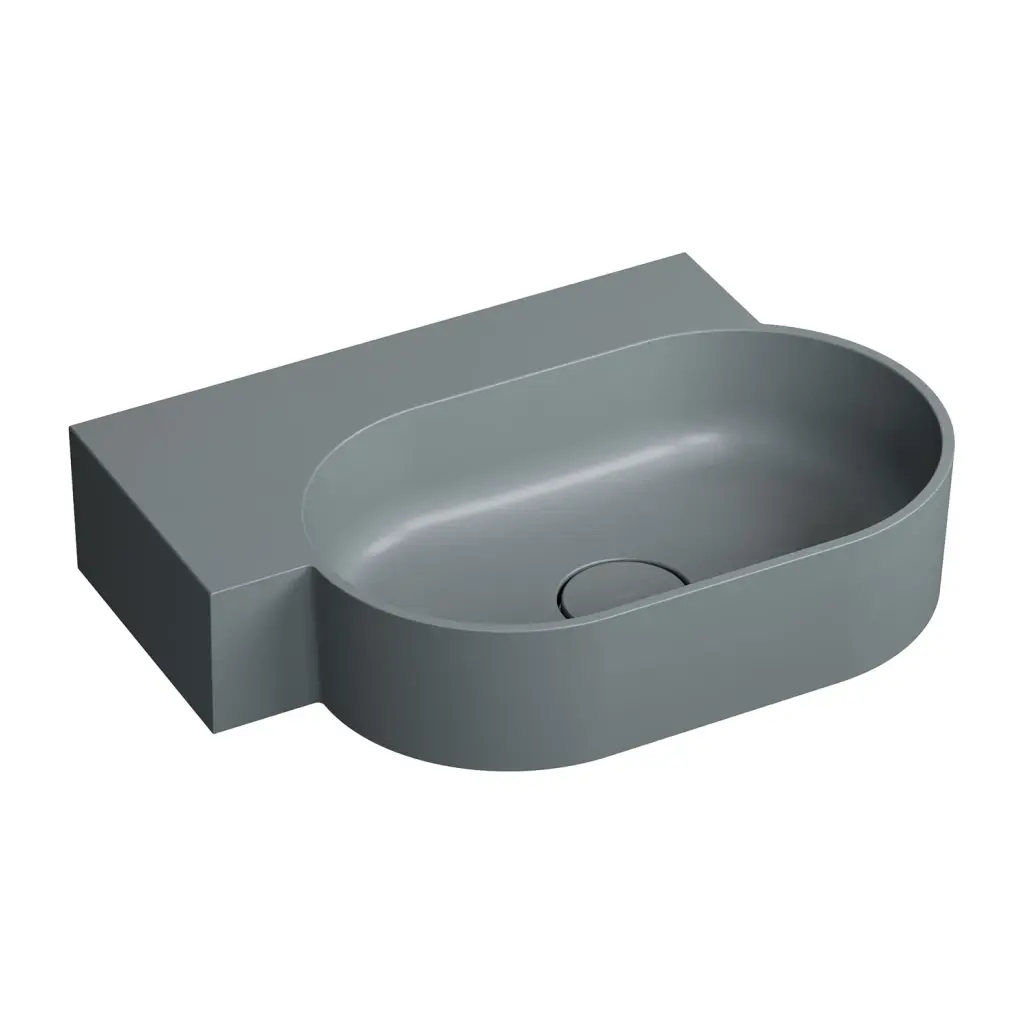 OMNIRES OVO M+ umyvadlo na desku/závěsné levé, 55 x 38 cm, ash grey mat; OVO555UWLAG