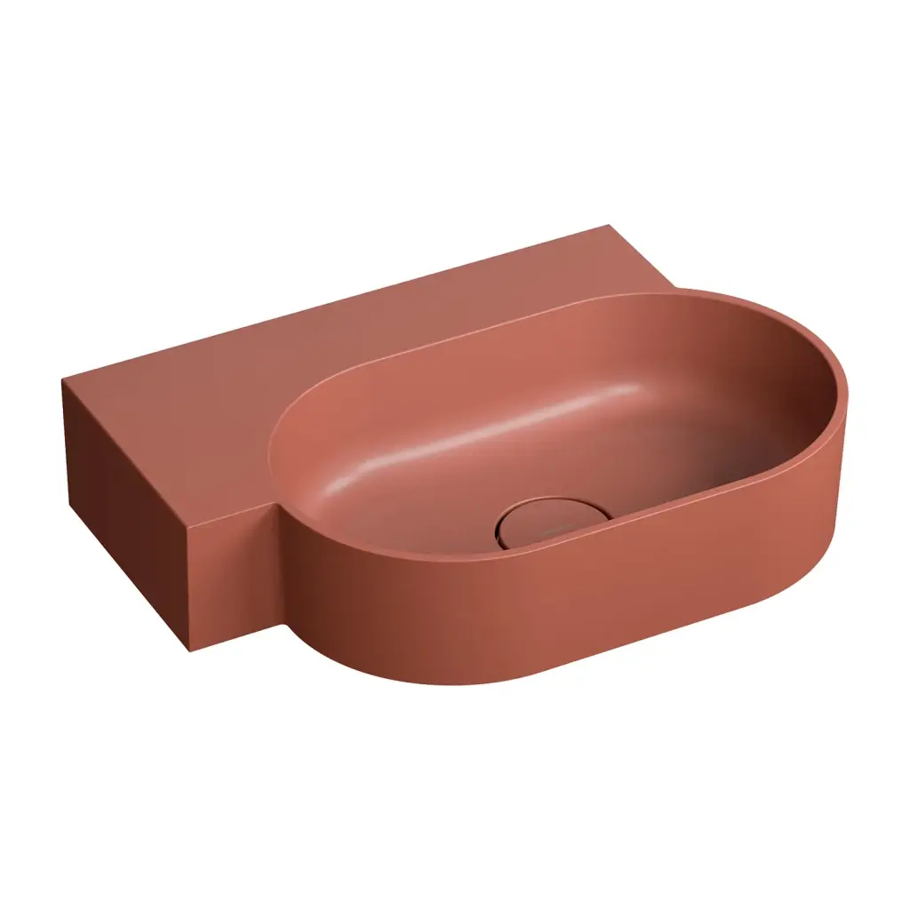 OMNIRES OVO M+ umyvadlo na desku/závěsné levé, 55 x 38 cm, terracotta mat; OVO555UWLTE
