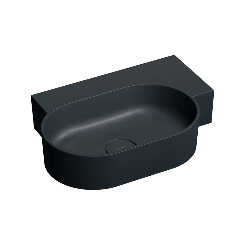 OMNIRES OVO M+ umyvadlo na desku/závěsné pravé, 55 x 38 cm, black lava mat; OVO555UWPBLV