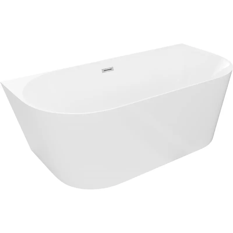 MEXEN/S Oval Slim volně stojící vana nástěnná 170 x 80, bílá, sifon a přepad chrom 52661708000-01