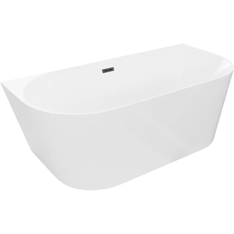 MEXEN/S Oval Slim volně stojící vana nástěnná 170 x 80, bílá, sifon a přepad černá 52661708000-70