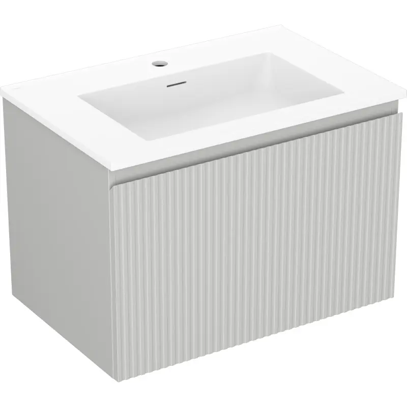 MEXEN/S Rivel koupelnová skříňka 70 cm s umyvadlem Otis, 1 šuplík, reliéf , šedá mat/bílá mat 91A20-07047-1-BF62-W18M01