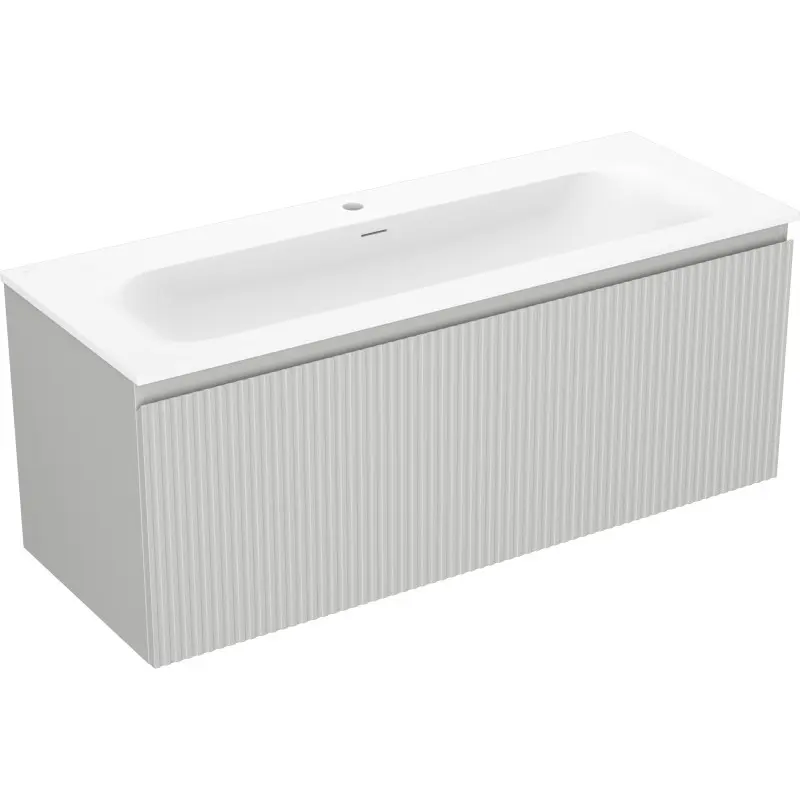 MEXEN/S Rivel koupelnová skříňka 120 cm s umyvadlem Vela, 1 šuplík, reliéf , šedá mat/bílá mat 91A20-12047-1-BF62-W23M01