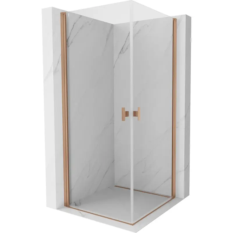 MEXEN/S Mist-B Duo sprchový kout dveře křídlové 90 x 90, transparent, měď kartáčovaná 8A2-090-090-65-00