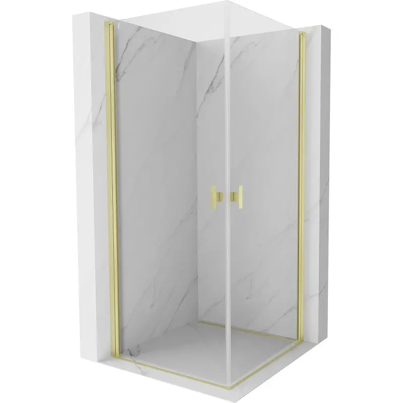 MEXEN/S Mist-B Duo sprchový kout dveře křídlové 95 x 95, transparent, zlato kartáčovaná 8A2-095-095-55-00