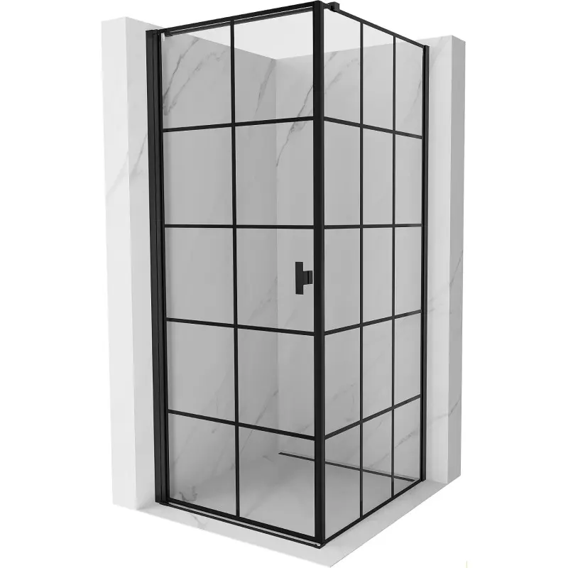 MEXEN/S Mist-B sprchový kout dveře křídlové levá 70 x 70, černá kratka, černá 8A2T-070-070-70-77-L