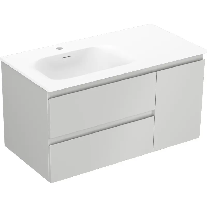 MEXEN/S Orio koupelnová skříňka 90 cm s umyvadlem Vela levá, 2S, 1D, šedá mat/bílá mat 91A13-09047-3-BBFFF62-W23L01