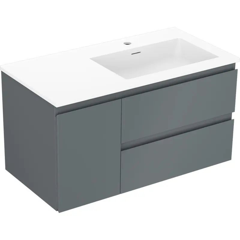 MEXEN/S Orio koupelnová skříňka 90 cm s umyvadlem Otis pravá, 2S, 1D, grafit mat/bílá mat 91A13-09047-3-BBFFF66-W18P01